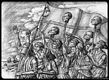 Rinvenimento delle quattro teste di Mori nella battaglia di Alcoraz in un disegno di Efisio Garau