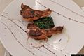 Cagliari-Hit&agraveBistrot: costine di agnello con crema di aromi sardi e spinaci saltati