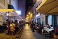 Cagliari-Nella via Sardegna a sinistra la Trattoria Gennargentu ed alla destra il ristorante Sardegna 85