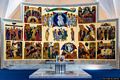 Cagliari-Poetto: la grande pala d’altare nella chiesa della Beata Vergine della Salute Cagliari-Poetto: la grande pala d’altare nella chiesa della Beata Vergine della Salute