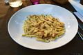 Cagliari-Locanda dei Buoni e Cattivi: trofie di pasta fresca servite con ragù di coniglio con battuto di verdure profumate al limone