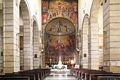 Cagliari-Santuario della Madonna del Carmine: interno con i mosaici nell&rsquo;abside