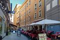 Cagliari-La via Sardegna con sulla destra l&rsquo;Hotel Italia