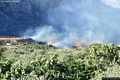 Dorgali-Cala Cartoe: veduta dell’incendio sulla montagna dietro Cala Cartoe