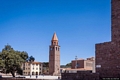 Carbonia-Scorcio della piazza Roma con la chiesa parrocchiale di San Ponziano