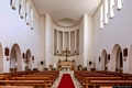 Carbonia-La chiesa parrocchiale di San Ponziano: interno addobbato con fiori per la festa
