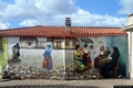 Carbonia-Serbariu: i murales di Debora Diana nello slargo tra la via Lubiana e la via Fabio Filzi