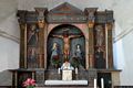 Cargeghe-Oratorio della Santa Croce: retablo, edicola lignea e crocefisso snodabile