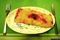 Dorgali: il ristorante Colibrì: il pane frattau costituito da pane carasau, sugo di pomodoro e pecorino, con sopra un uovo in camicia