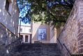 Laconi-La scalinata che porta sul piazzale della chiesa parrocchiale di Sant’Ambrogio