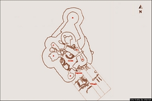Mogoro-Planimetria del nuraghe complesso di tipo misto Cuccurada