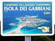 Palau: il porto Pollo: in un cartellone pubblicitario veduta dell’isola dei Gabbiani