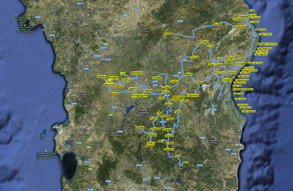 Carta geografica della Provincia di Nuoro