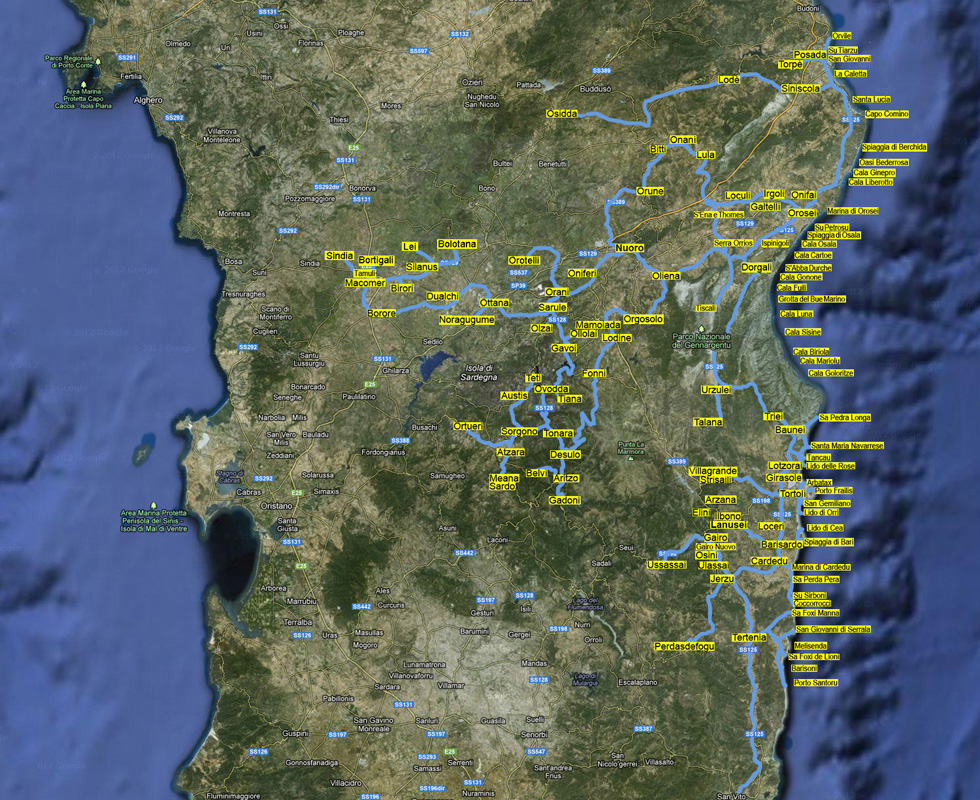 Carta geografica della Provincia di Nuoro