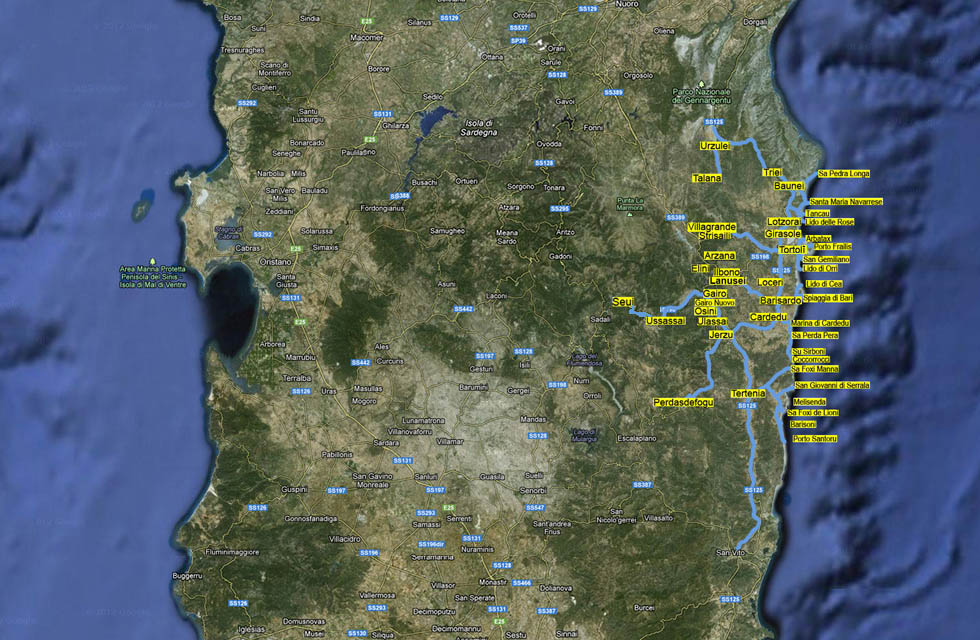 Carta geografica della Provincia di Ogliastra