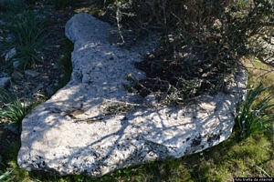 San Basilio-tomba di giganti di Minza Piseddu: il probabile grosso frammento della stele centrale dell’esedra