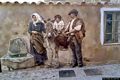 San Nicolò d’Arcidano: il murale che rappresenta l’asino di Arcidano realizzato di Pina Monne