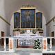 Sarule: chiesa parrocchiale di San Michele Arcangelo: altare maggiore con il trittico di Mario Delitala