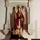 Simala: chiesa parrocchiale di San Nicolò Vescovo: la statua del Santo sull’altare