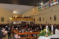 Sinnai-chiesa parrocchiale di Sant’Isidoro: interno con la tribuna sopra il portale di ingresso