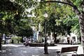 Villacidro: la piazza ventesimo Settembre nota come piazza Zampillo con la statua della Vergine Immacolata