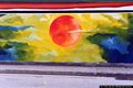 Villamar-Murales sulle case del paese: sole rosso