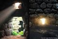 Villanova Truschedu-Nuraghe Santa Barbara: entrata del sole dalla finestrella sopra l'ingresso e generazione della proiezione di una testa taurina