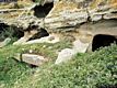 Villaperuccio: la necropoli di Marchiana: veduta delle domus de janas scavate nella roccia